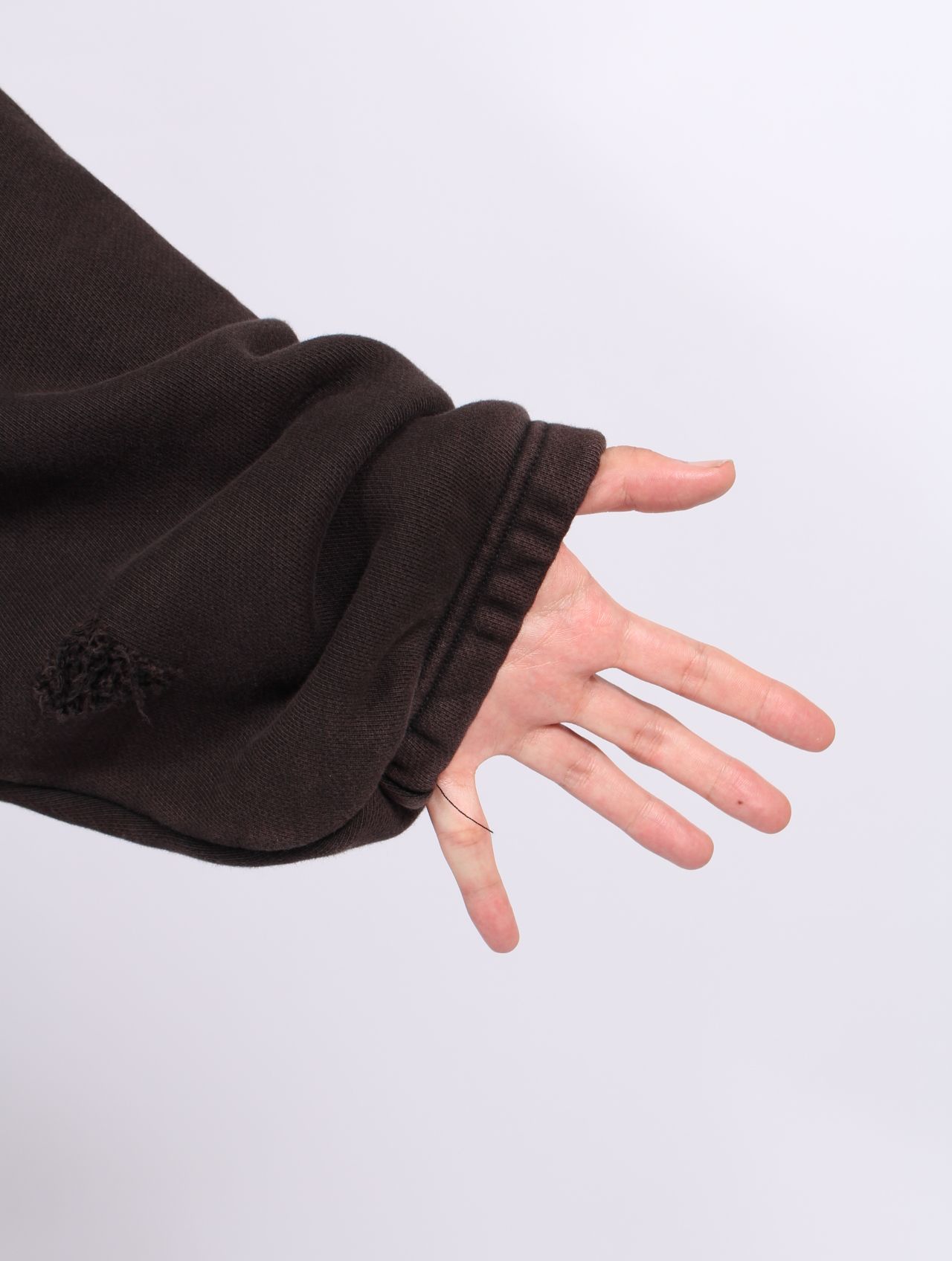 【25AW】ロック フーディー  TCロゴ レザー ダメージ加工 パーカー / ROCK HOODIE / ブラック