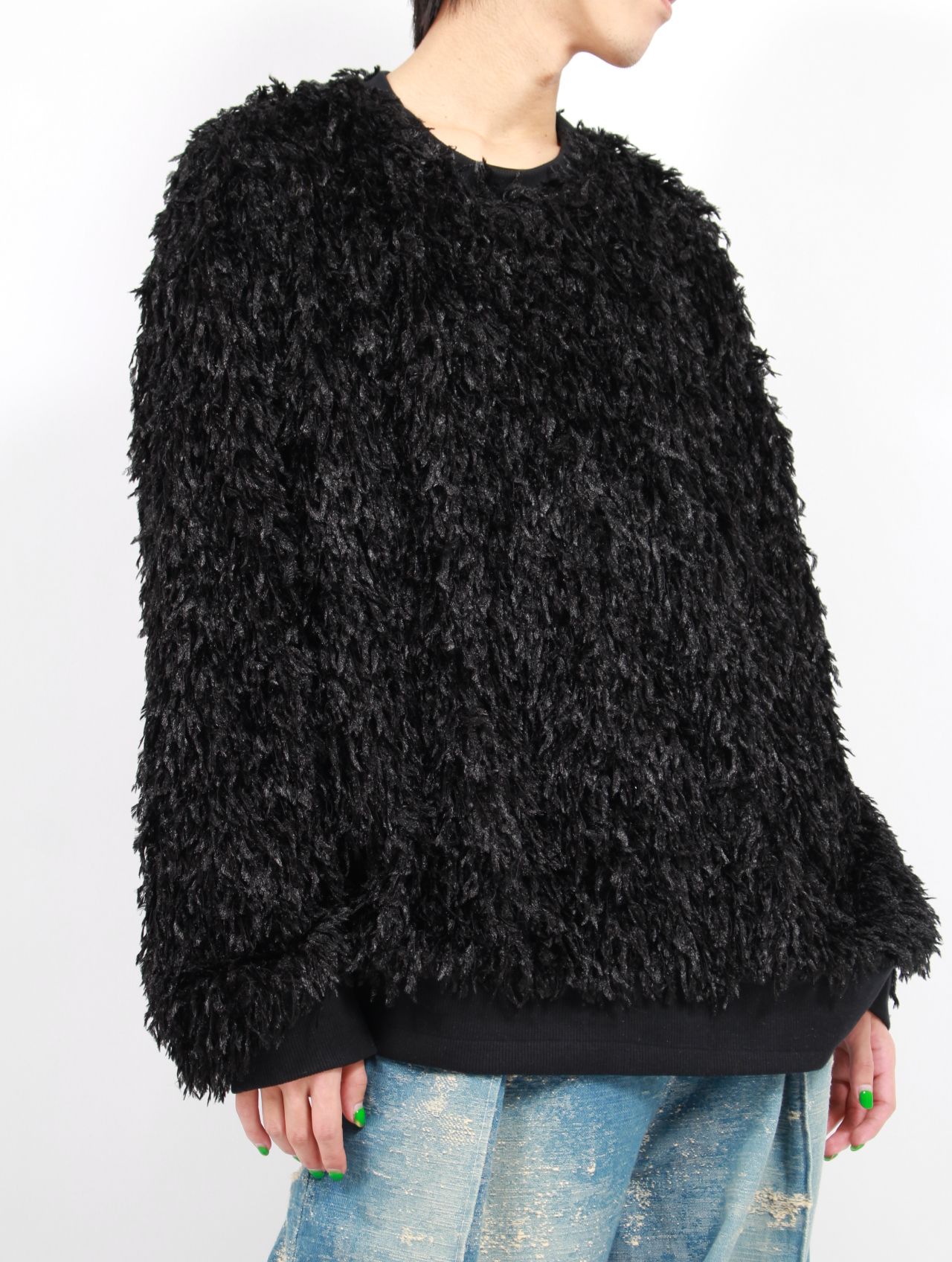 【25SS】フェザー ニット クルーネック セーター / FEATHER KNIT CREWNECK SWEATER / ブラック