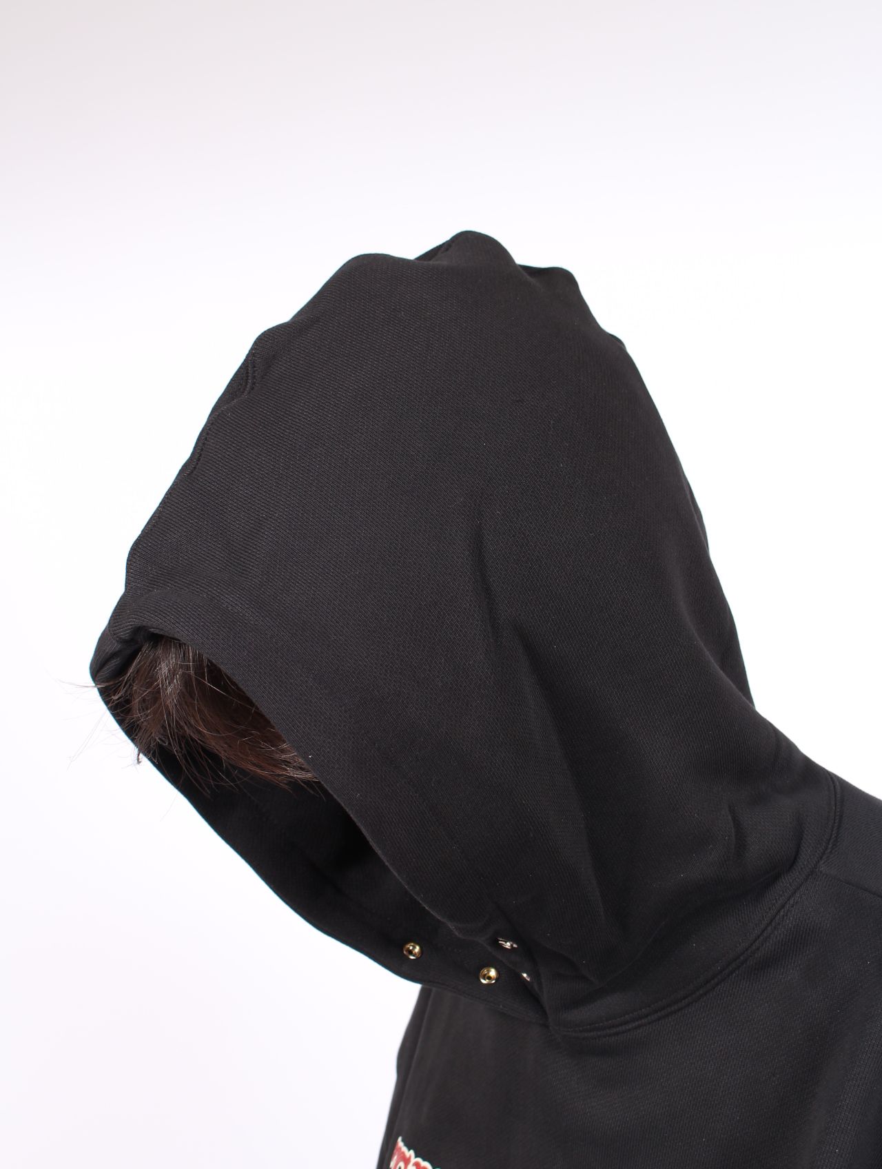 【25AW】レザー フレーム パーカー / LEATHR FLAME HOODIE / ブラック