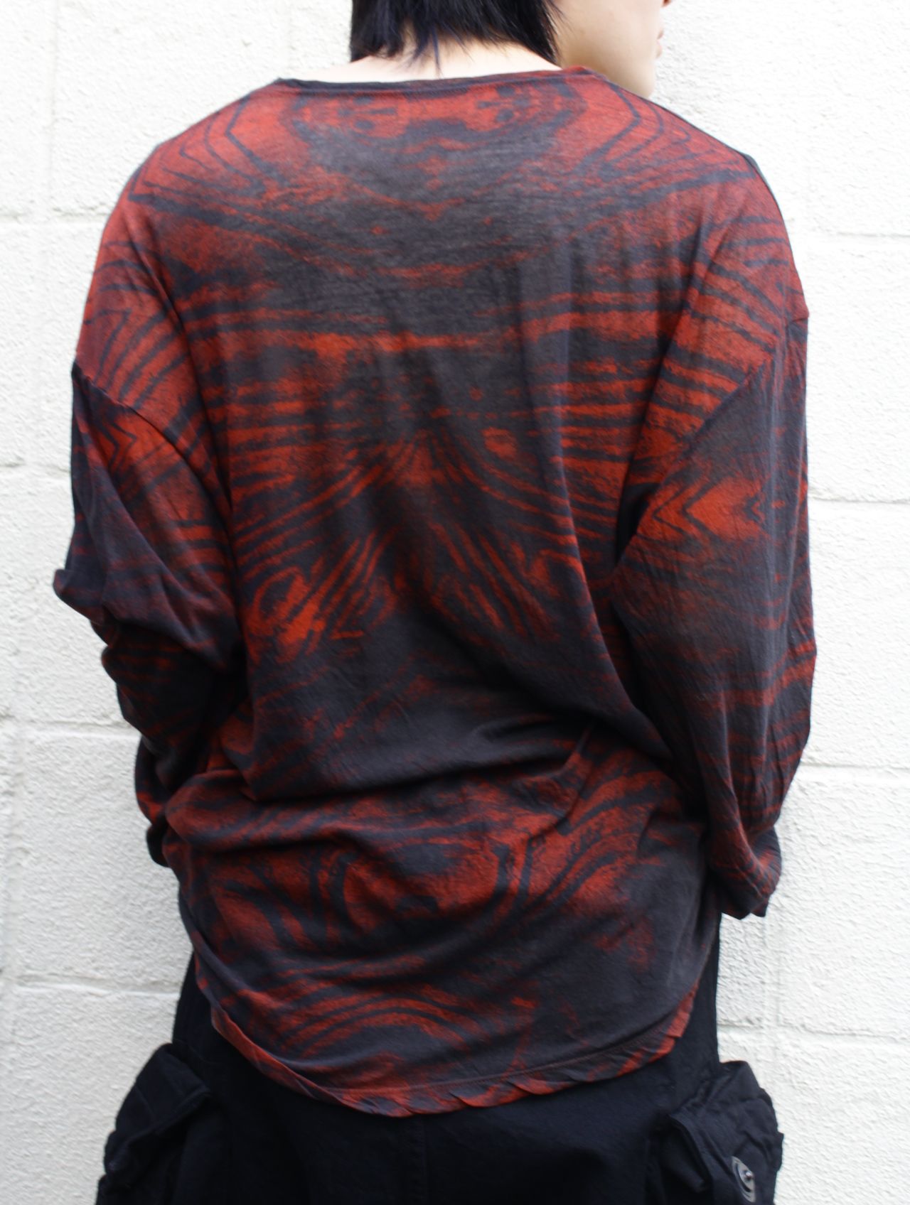 【25SS】プリンテッド コットン トップス / PRINTED COTTON JERSEY / ブラック×ボルドー
