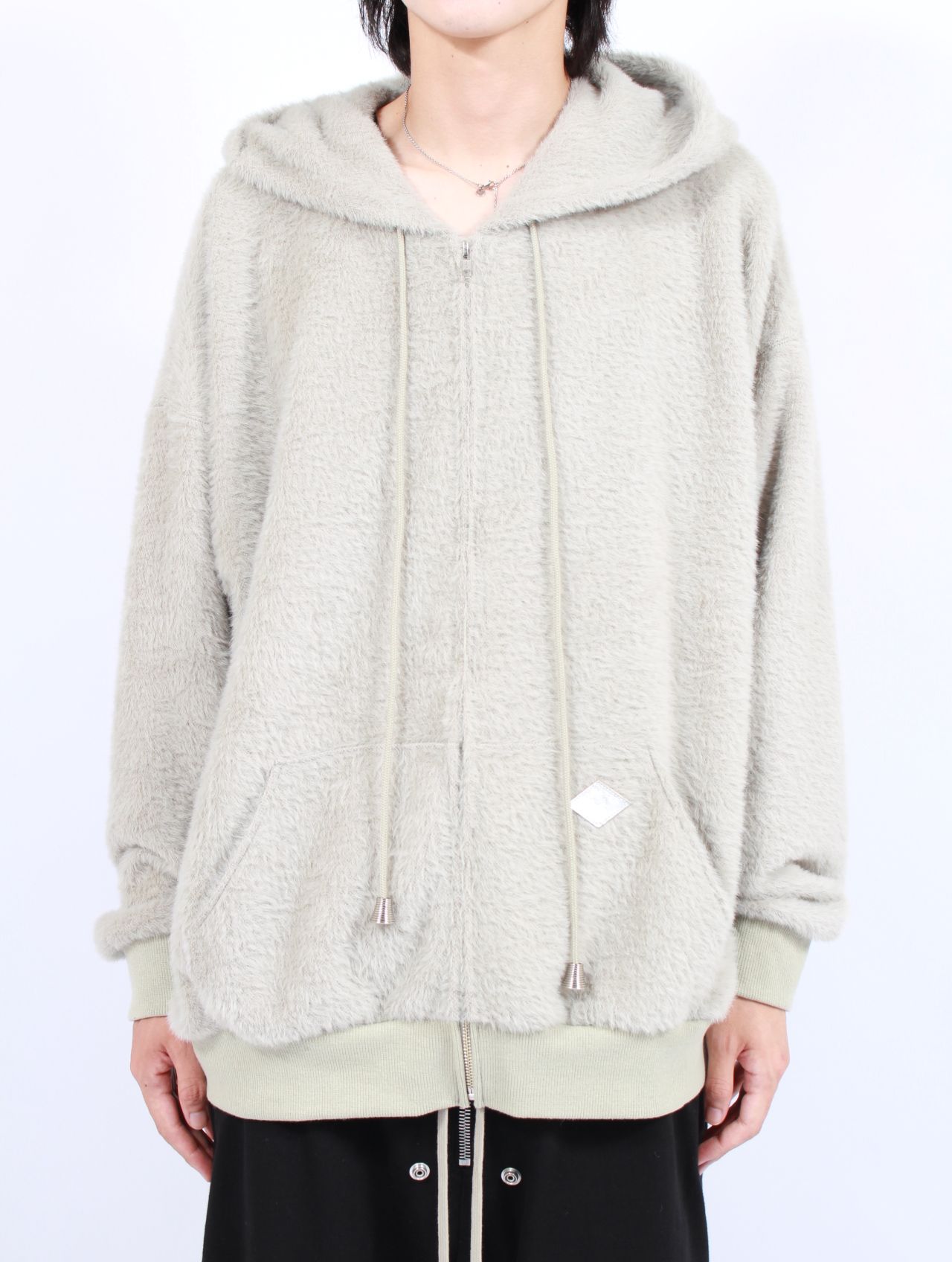 【25AW】テディベア フーデッド セーター シャギー ジップアップ パーカー / TEDDY BEAR HOODED SWEATER / ミント