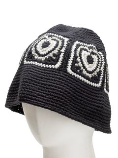 【25SS】ハート クロシェ バケット ハット / HEART CROCHET BUCKET HAT / ブラック