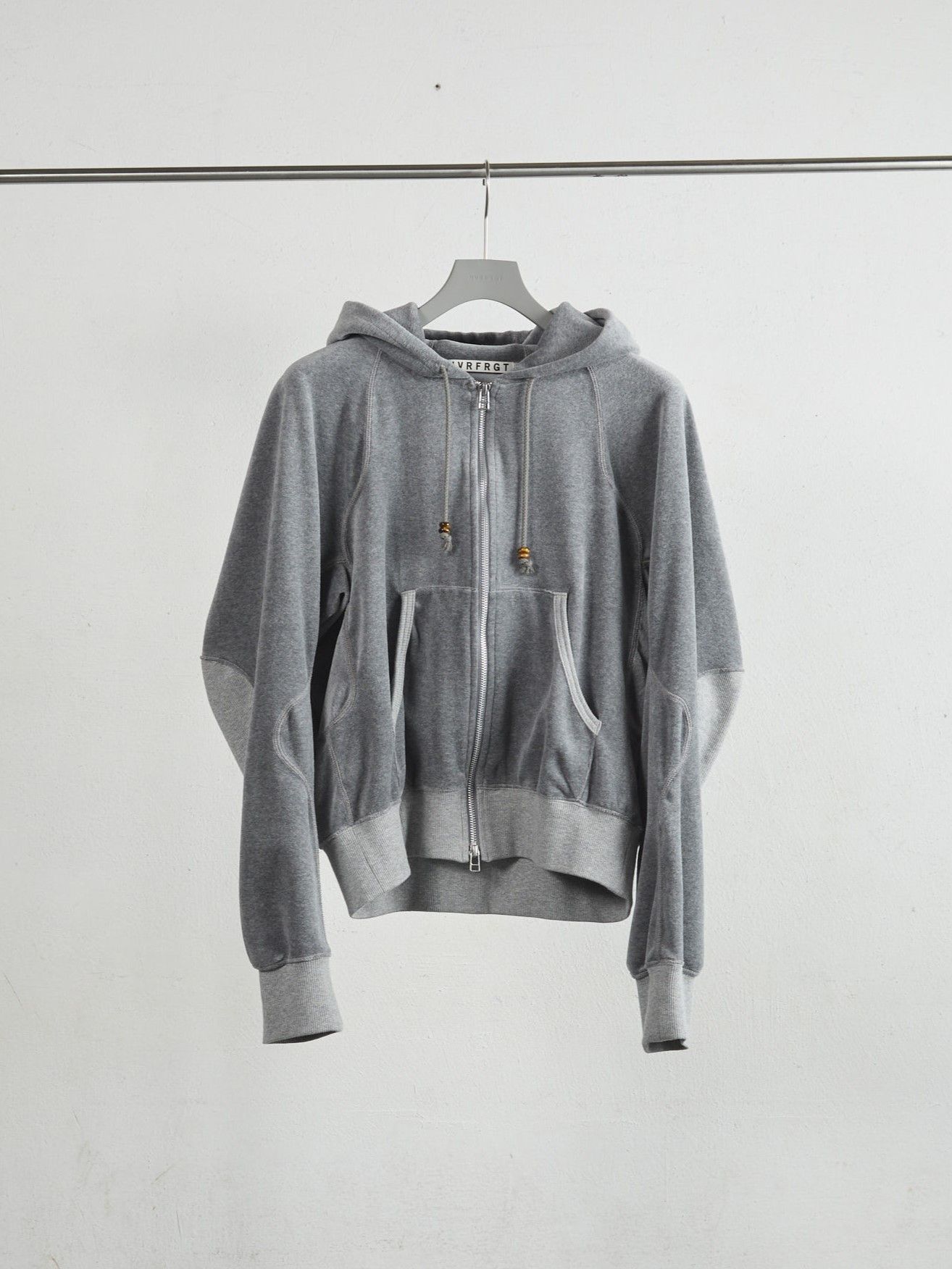 【25AW】 ベロア ジップアップ フーディー パーカー / VELOUR ZIP UP HOODIE / HEATHER GREY(ヘザーグレー)