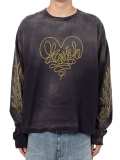 【24AW】ロープ ブリーチド ロングスリーブ Tシャツ / "ROPE" BREACHED L/S TEE / ブラック