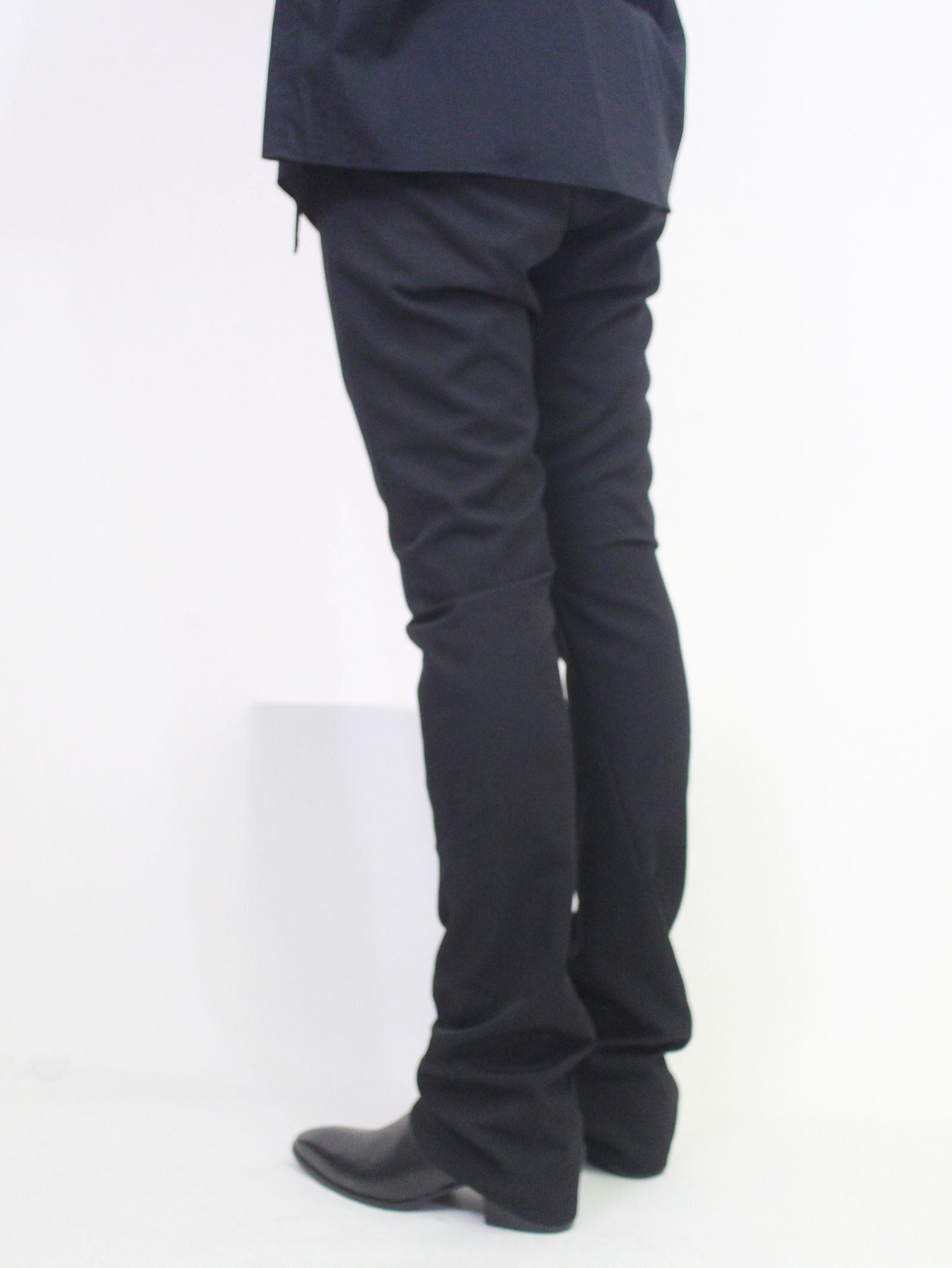 ウールギャバジン ブーツカットパンツ スラックス / Gabardine boot cut pants / ブラック × ネイビー