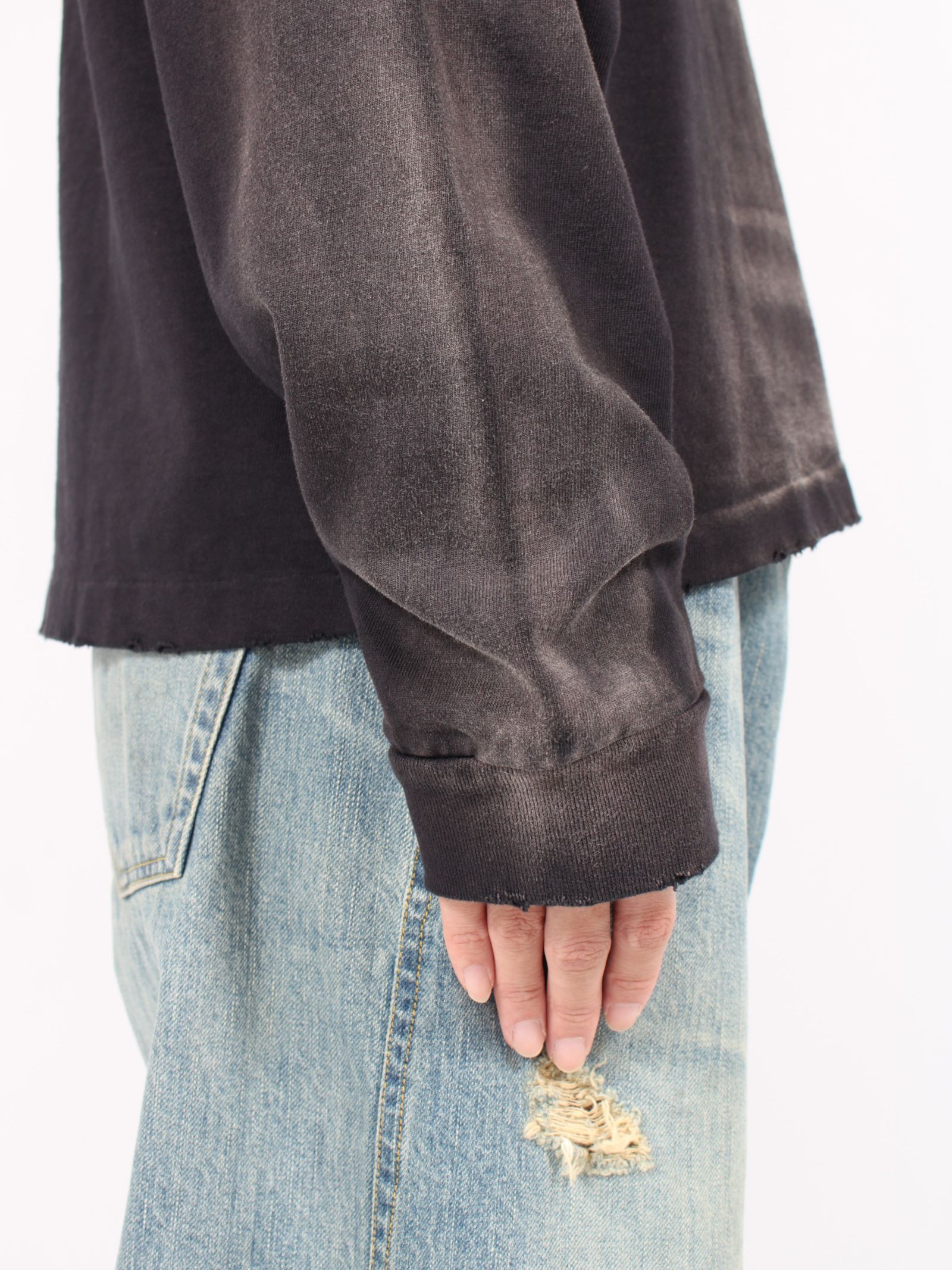 【24AW】クレヨン ブリーチド ロングスリーブ Tシャツ / "CRAYON" BREACHED L/S TEE / ブラック