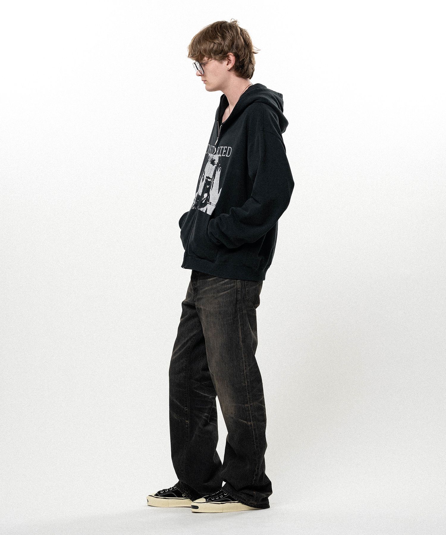 【26AW】ディストーテッド・ガール・ジップアップ・フーディ /"DISTORTED Girl" Zip-up Hoodie /ブラック