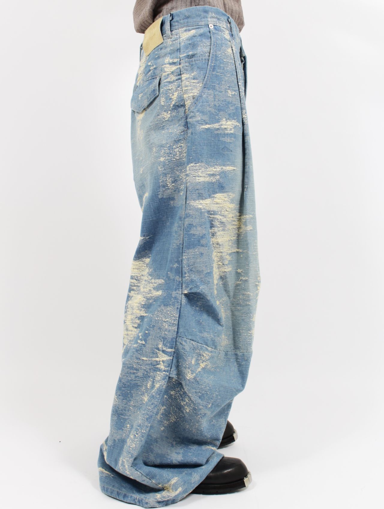 【25AW】デニム デザイン トラウザーズ ワイドパンツ / DESIGN TROUSERS / インディゴブリーチ