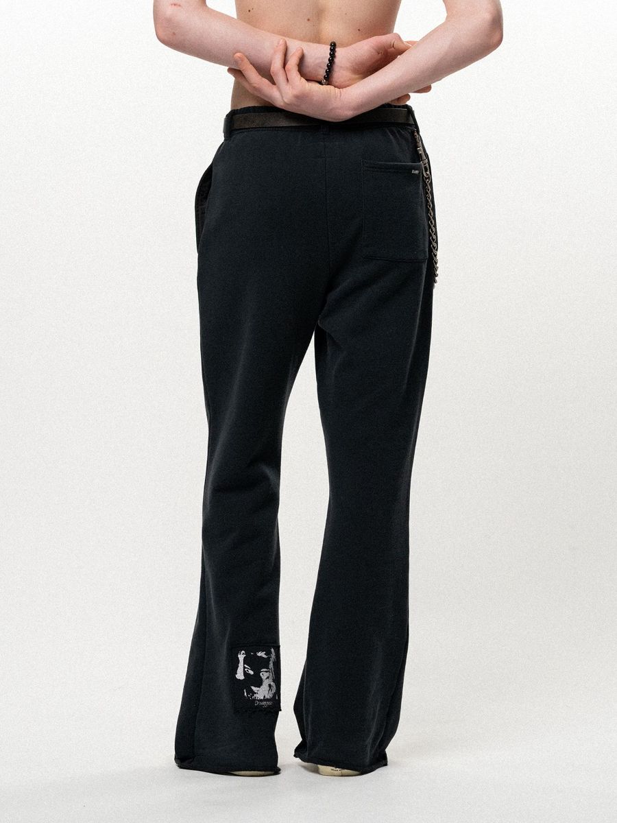 【26AW】 "ガールパッチ" ブーツカット スウェットパンツ フレア パンツ / "GIRL PATCH" BOOTCUT SWEAT PANTS / ブラック