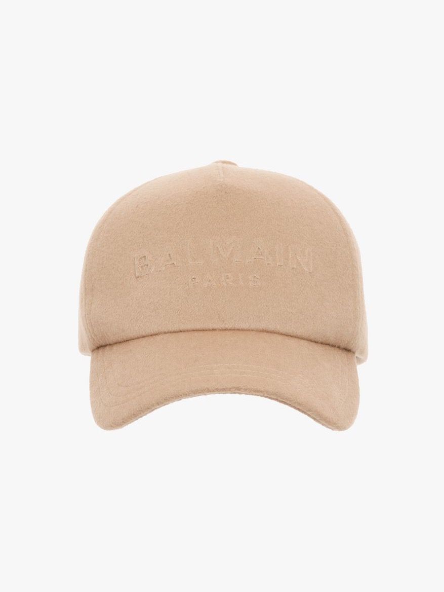 BALMAIN - エンボスロゴ ウール キャップ BH2 ACC CAP WOOL / ベージュ