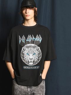 デフ レパード オーバーサイズ Tシャツ / DEF LEPPARD PRIME-OVER CREW NECK T-SHIRT #2 / ブラック