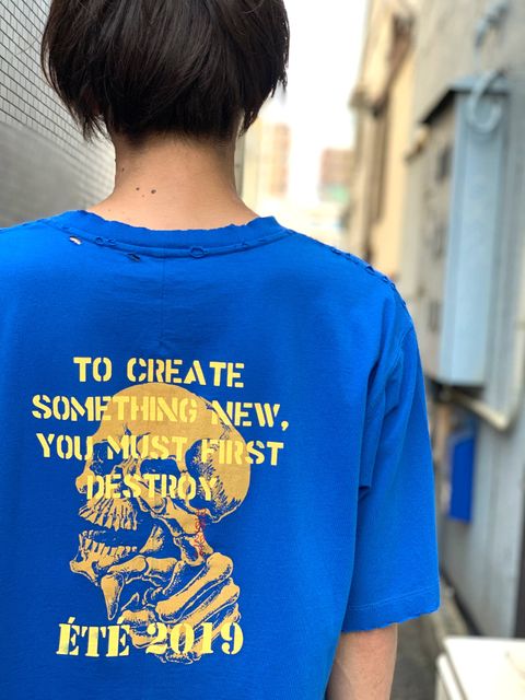UNRAVEL PROJECT 19SS ”スカルプリントダメージ加工カットソー”