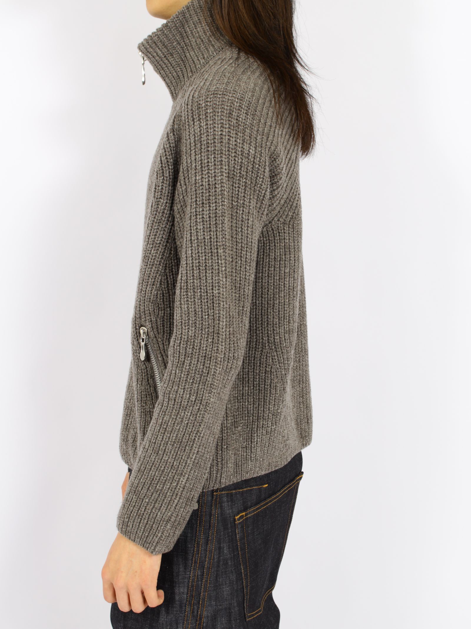 【26AW】ドライバーズ ジップ アップ セーター ニット セーター / DRIVERS ZIP UP SWEATER / TAUPE MELANGE(ブラウン)