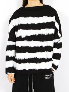 【26AW】 ピクチャレスク バスク ペインティング Tシャツ ボーダーカットソー / PICTURESQUE BASQUE PAINTING(ROOM GARDENER) / ホワイト×ブラック