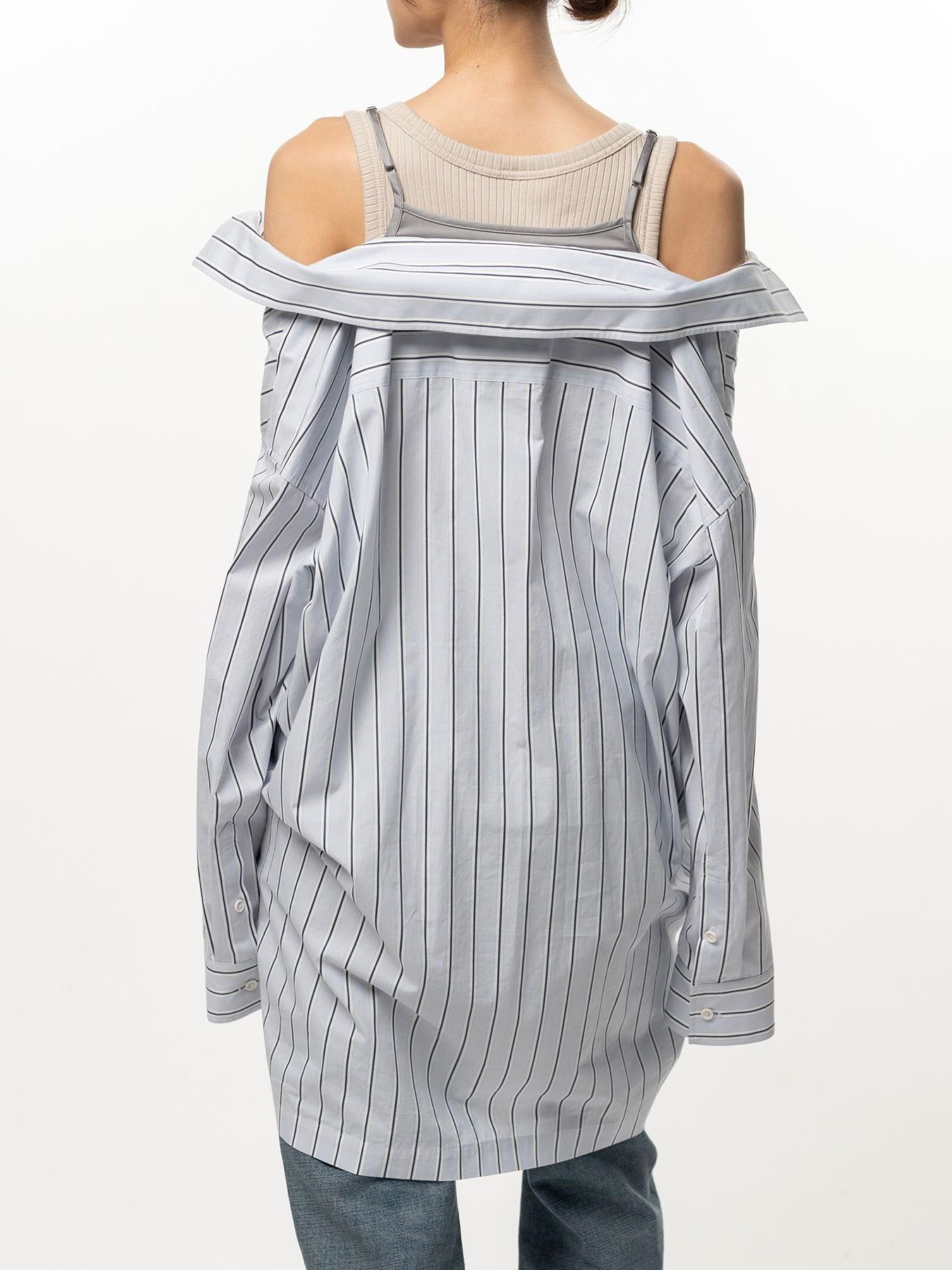 【26AW】レイヤード ストライプ シャツ ドレス / LAYERED STRIPE SHIRTS DRESS / ブルー