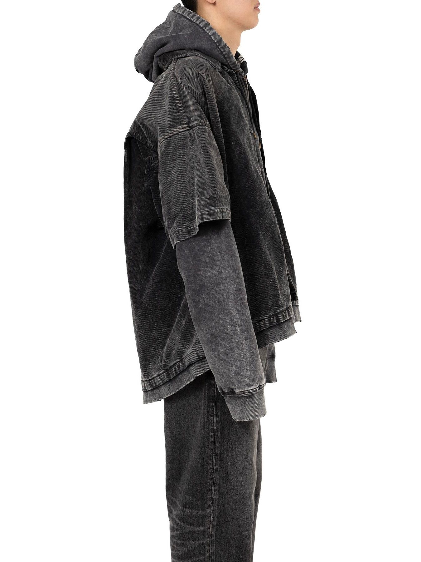 【25AW】レイヤード コーデュロイ シャツ / LAYERED CORDUROY SHIRT / ブラック