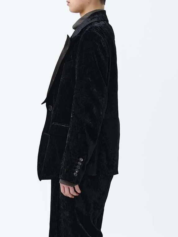 【24AW】ベルベット シングルブレステッド ジャケット / VELVET SINGLEBREASTED JACKET .12 / ブラック