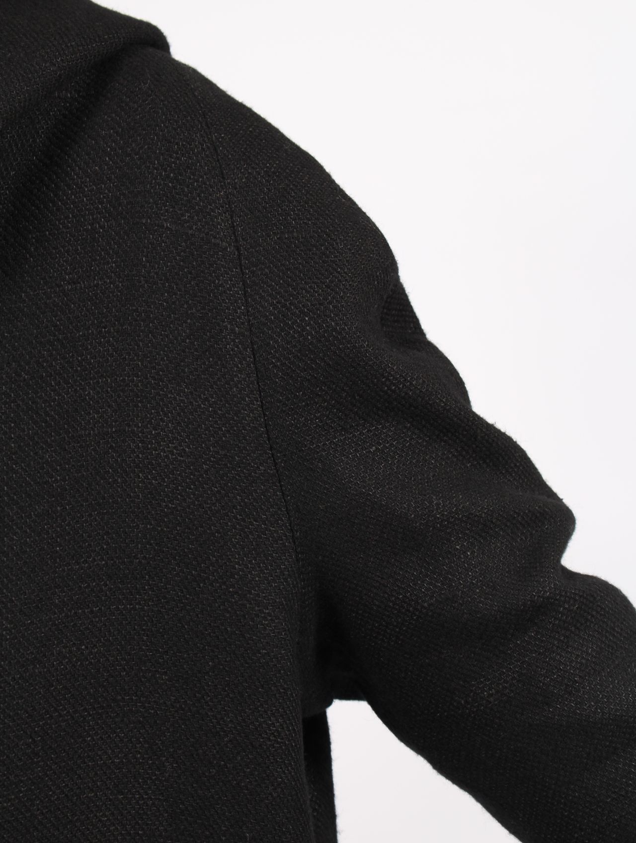 【25AW】ユニセックス ミッドフィット ラグラン フード コート 925 シルバー フック クローザー / UNISEX MID FIT RAGLAN HOOD COAT WITH 925 SILVER HOOK CLOSER / オフブラック