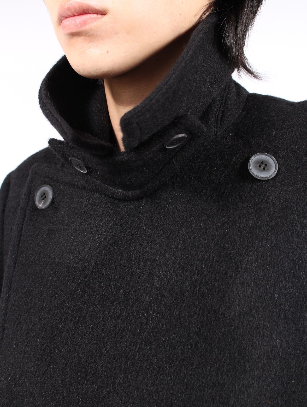 【25AW】 ダブル ブレステッド コート / DOUBLE BREASTED COAT / BLACK(ブラック)
