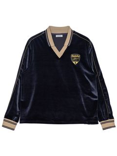 【25SS】ベルベット ワッペン刺繍 フットボール 長袖 シャツ / VELVET FOOTBALL SHIRT / ネイビー