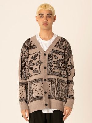 バンダナ柄 カーディガン / BANDANA CARDIGAN / グレー