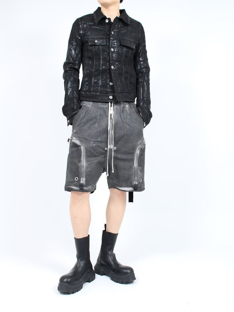 【24SS】バウハウスカーゴ デニム コーティンング サルエル ショートパンツ / BAUHAUS SHORTS / ダークダスト