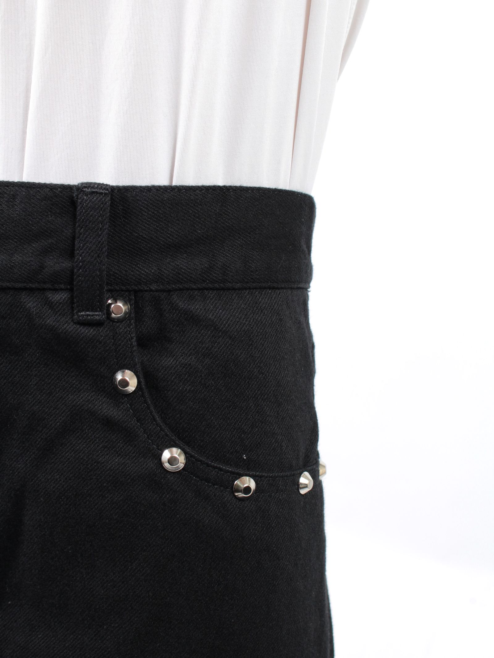 【24AW】スイッチング デニム カーゴ スカート / SWITCHING DENIM CARGO SKIRT / ブラック