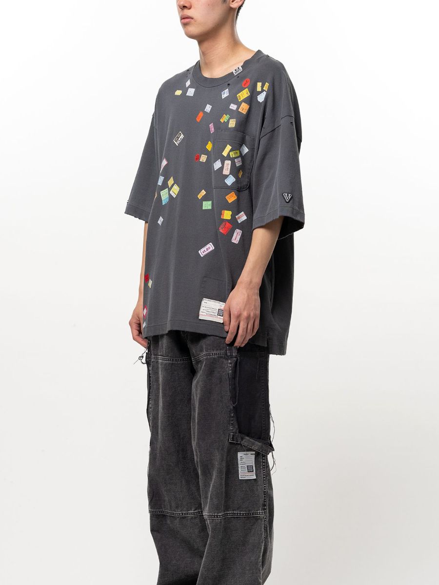 【26AW】 プライス ステッカー Tシャツ 半袖 ダメージ加工 / PRICE STICKER TEE / ブラック