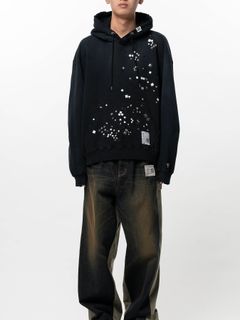 【26SS】ステッカーデザイン スウェット フーディー / EMBELLISHED HOODIE / ブラック