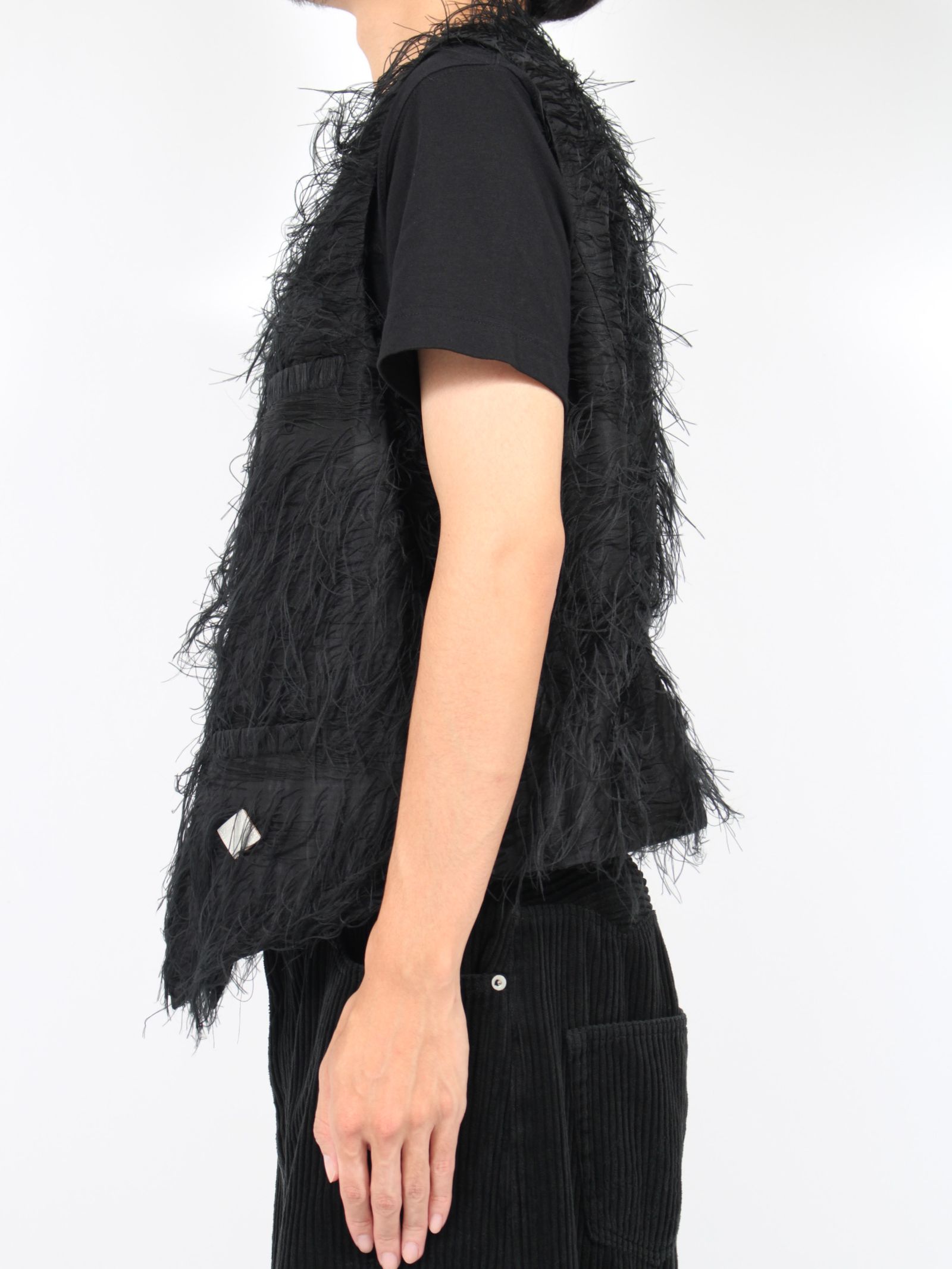 【24AW】5ボタン フリンジ ベスト / 5BUTTONS FRINGE VEST / ブラック