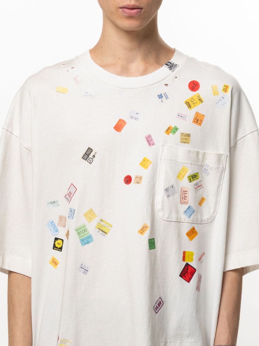 【26AW】 プライス ステッカー Tシャツ 半袖 ダメージ加工 / PRICE STICKER TEE / ホワイト