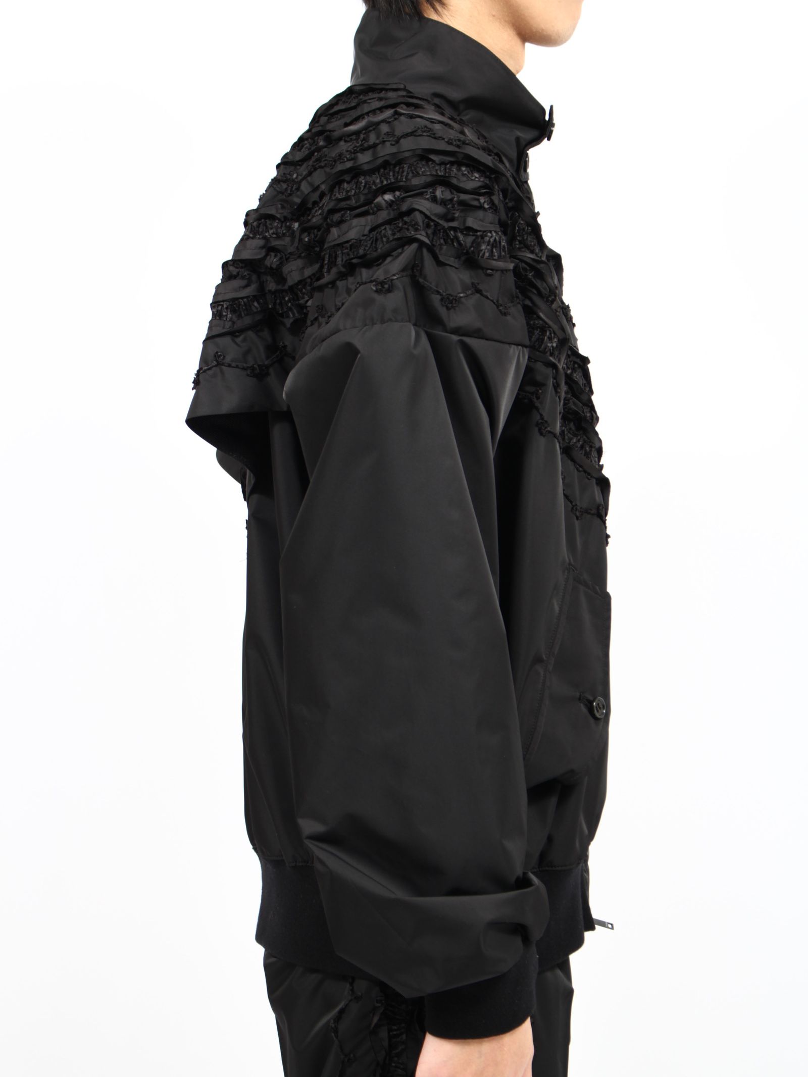 【25SS】シャーリング ドックイヤー ジャケット / SHIRRING DOG-EAR JACKET / ブラック
