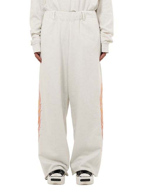 【25AW】スカル フレイム ディストレスド スウェット パンツ / "SKULL FLAME" DISTRESSED SWEAT PANTS / ホワイト