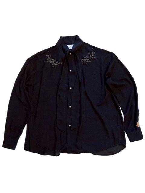 【26SS】3D 刺繍 ボウタイ シャツ / 3D EMBROIDERED BOW TIE SHIRT / ブラック