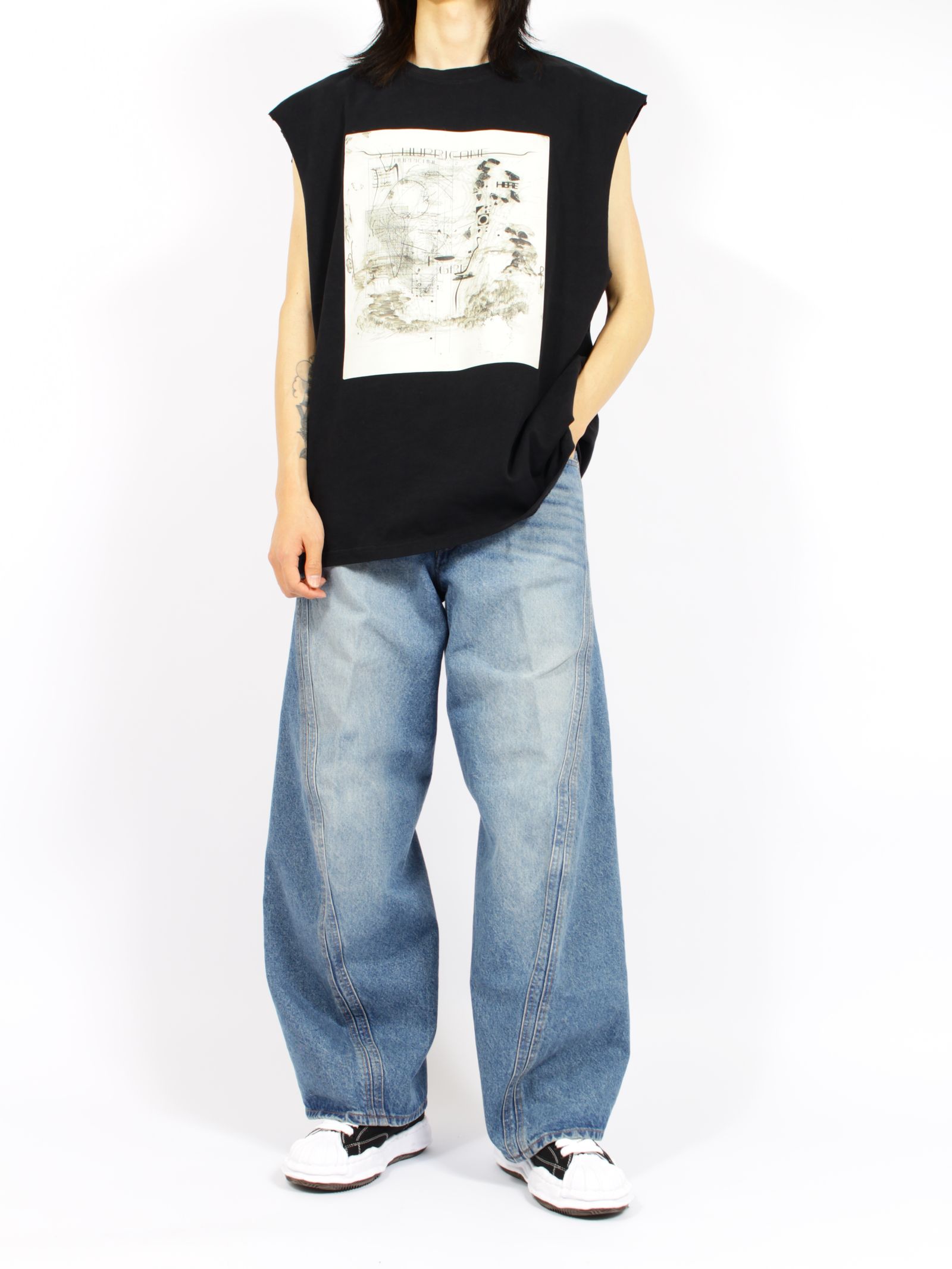 【26SS】ハリケーン グラフィック ノースリーブ Tシャツ / HURRICANE GRAPHIC N/S TEE / ブラック