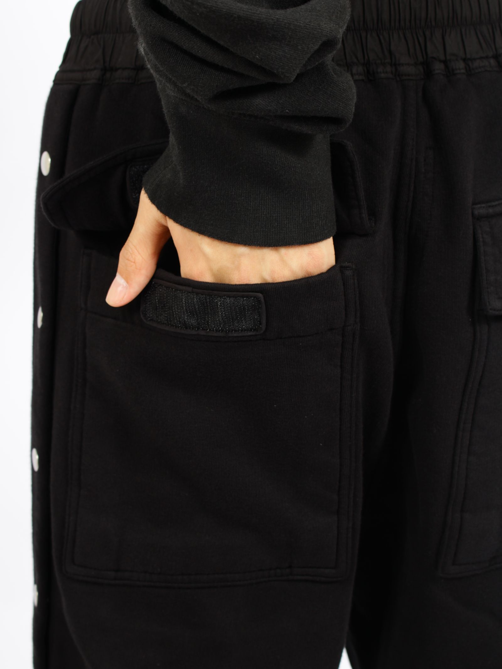 【26AW】ワイド プッシャー パンツ スウェット素材 サイドスナップボタン / WIDE PUSHER PANTS / ブラック