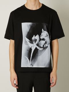 【24AW】フラワープリント ジャージーTシャツ / FLOWER PRINT JERSEY T-SHIRT / ブラック