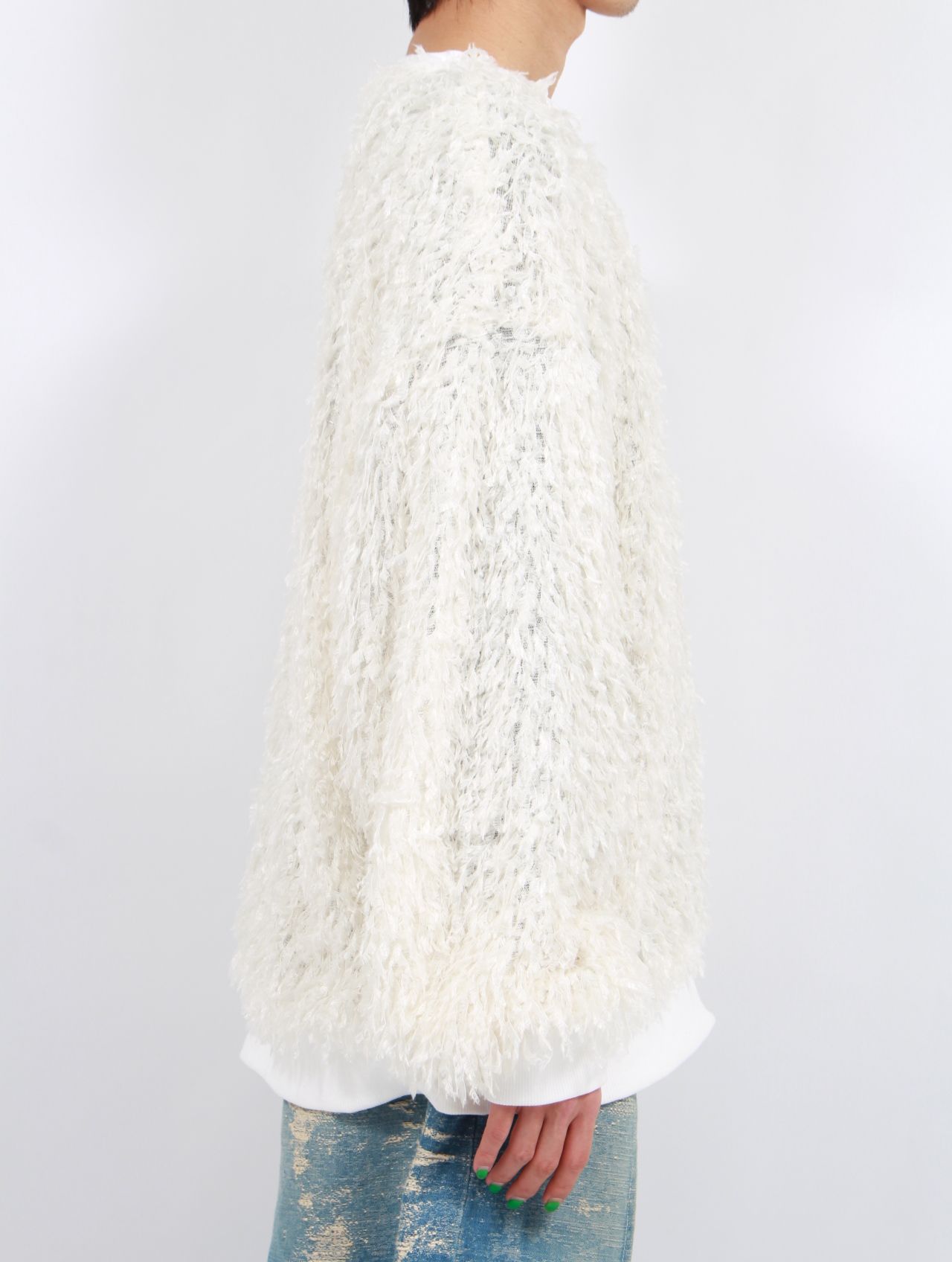 【25SS】フェザー ニット クルーネック セーター / FEATHER KNIT CREWNECK SWEATER / ホワイト