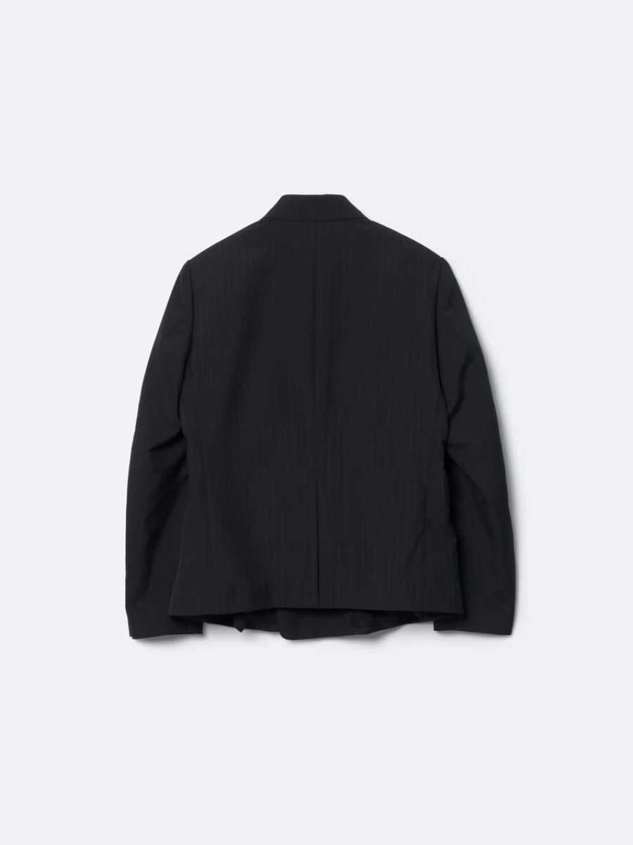 【26AW】  ストライプ ウール ダブルブレステッド ジャケット / STRIPE WOOL DOUBLE BREASTED JACKET .16 / ブラック