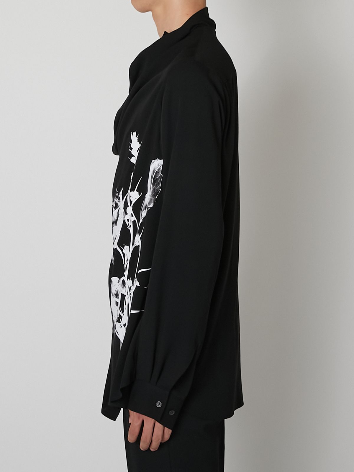 【27SS】ドレープド デザイン シャツ 花柄 長袖シャツ / DRAPED DESIGN SHIRT / ブラック