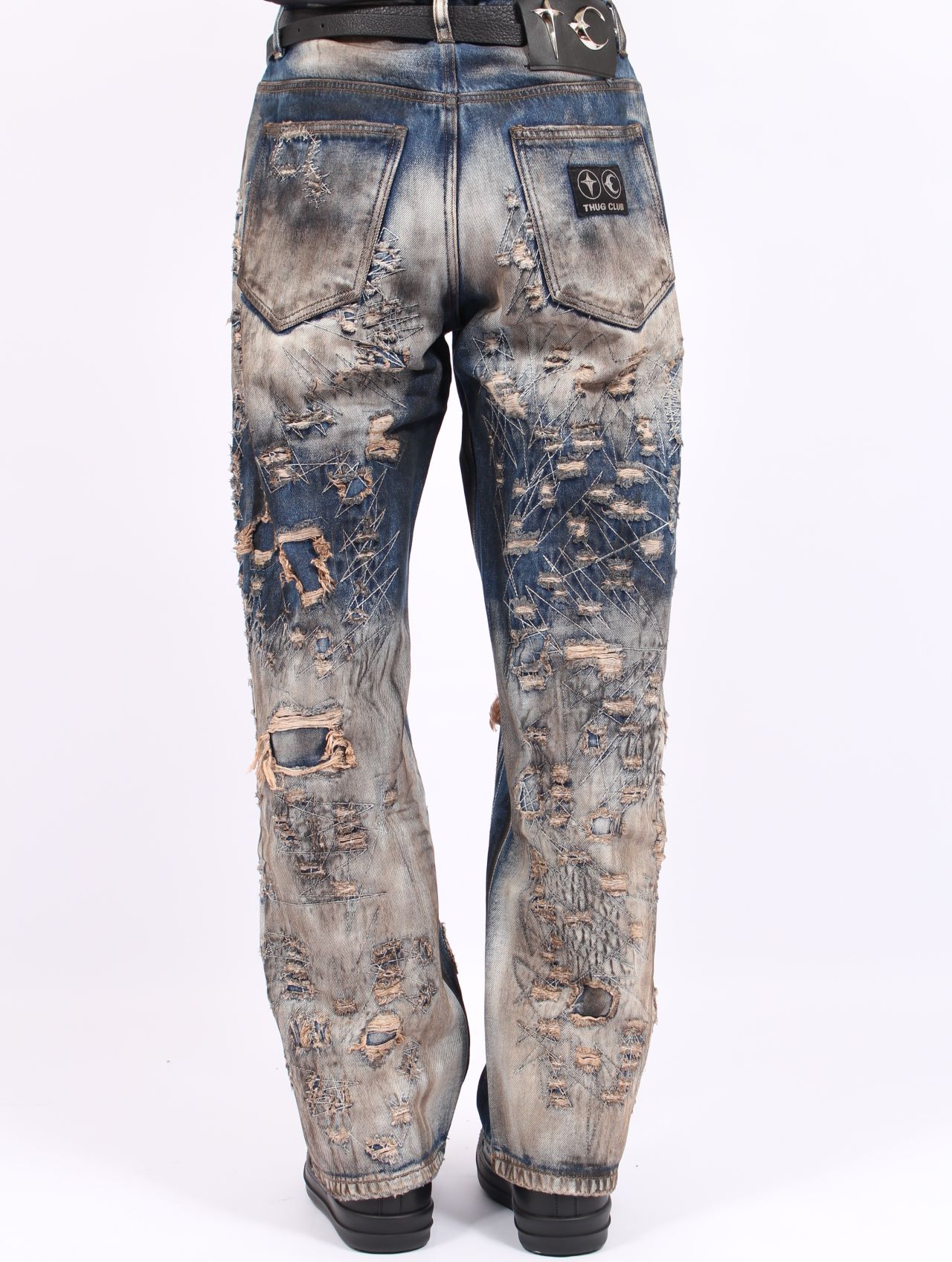 【25AW】ハードウォッシュド ダメージ デニム パンツ / HARD-WASHED DAMAGED DENIM PANTS / ブルー