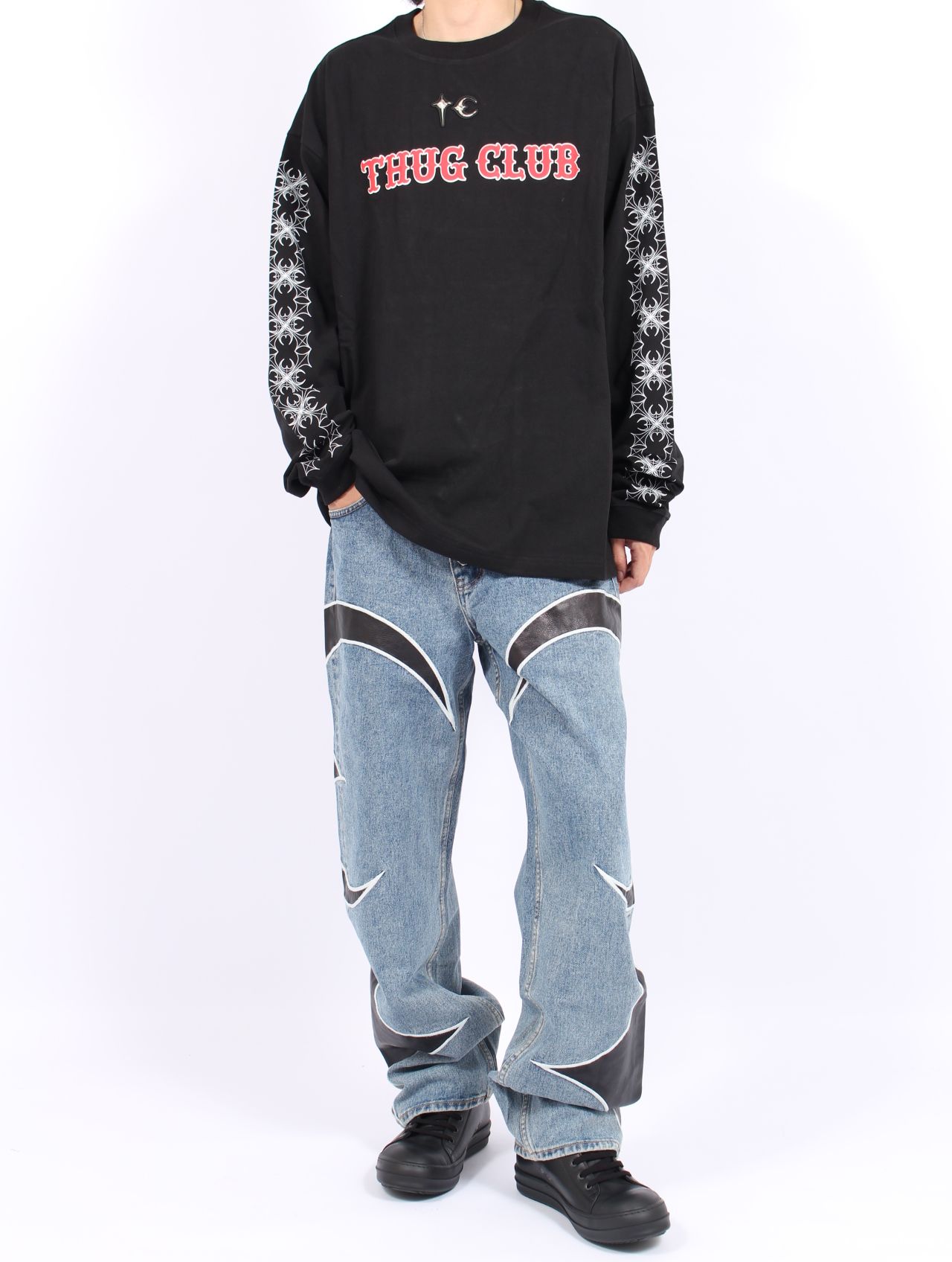 【25AW】TC パターン ロングスリーブ Tシャツ 長袖 カットソー / TC PATTERN LONG-SLEEVE / ブラック