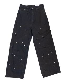 【25SS】ビジュー スタッズ バギー デニム パンツ / BIJOU STUDDED BAGGY JEAN TROUSERS / ブラック