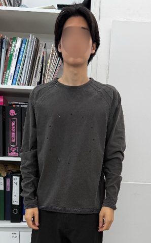 【26AW】スレッド アイレット ロングスリーブ 長袖 Tシャツ / SAN SAN X JIAN YE THREAD EYELET LONG SLEEVE / チャコール