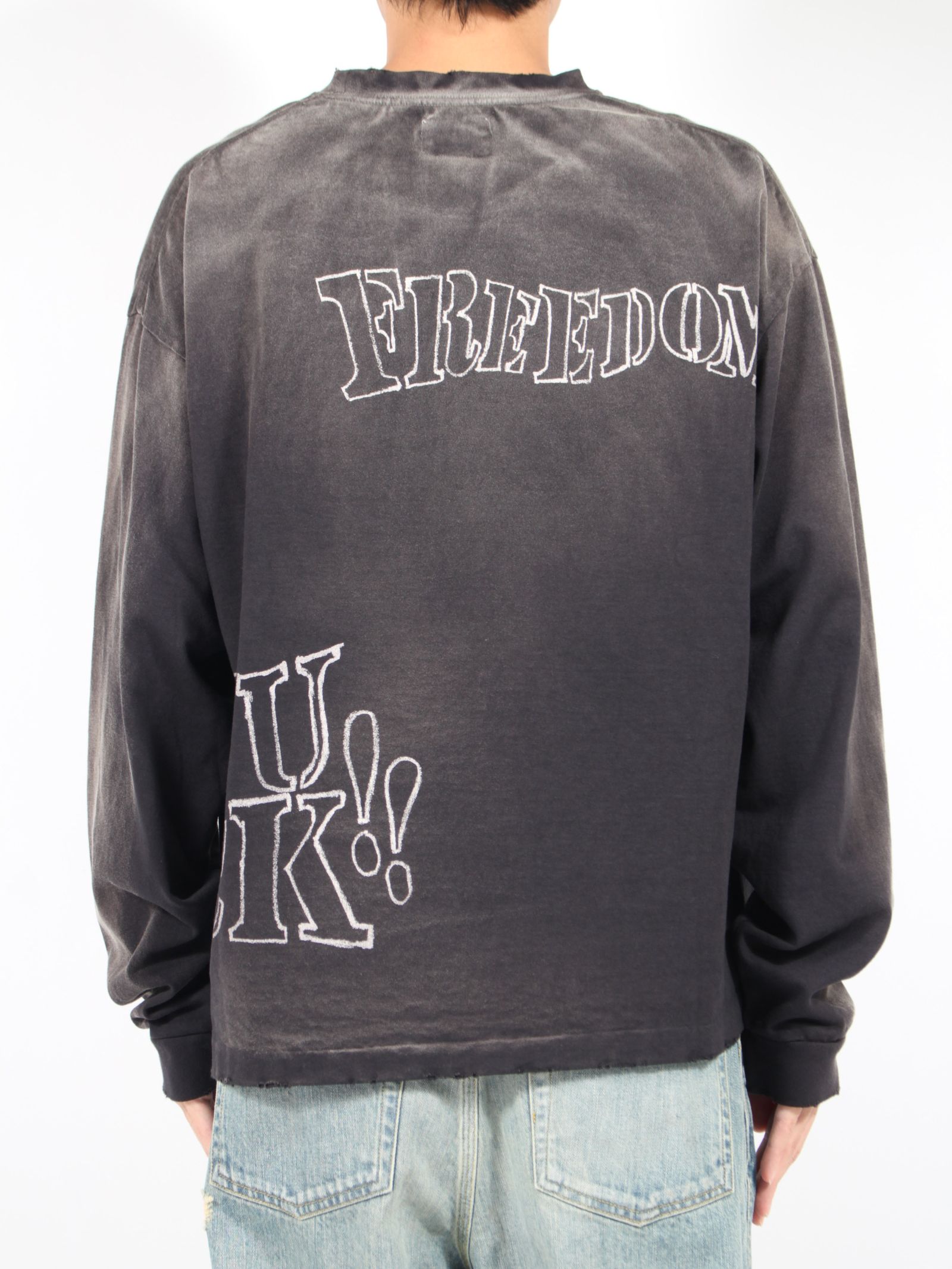 【24AW】クレヨン ブリーチド ロングスリーブ Tシャツ / "CRAYON" BREACHED L/S TEE / ブラック