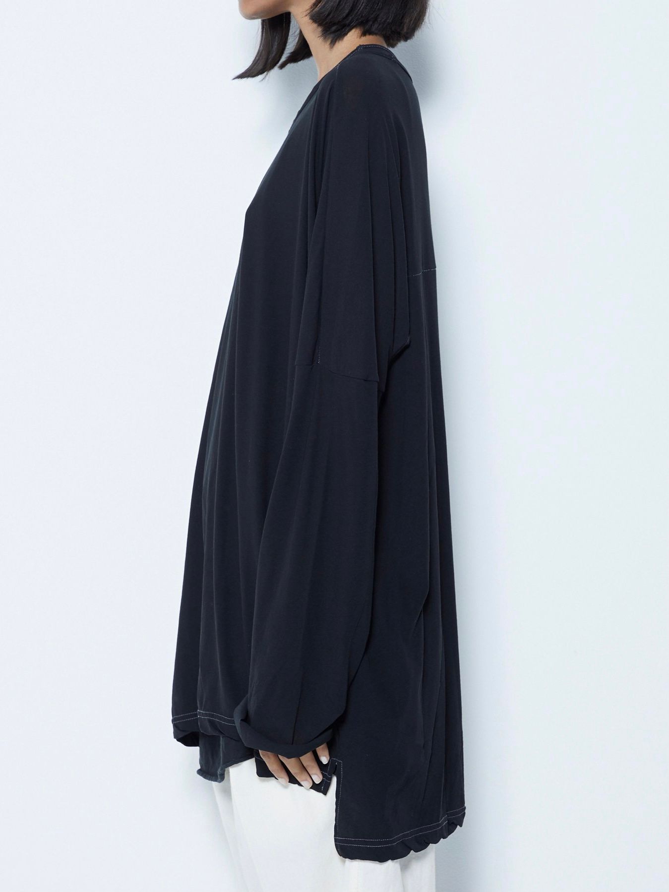 ルーズシルエット カットオフ ドルマンカットソー / DOLMAN L/S / ブラック