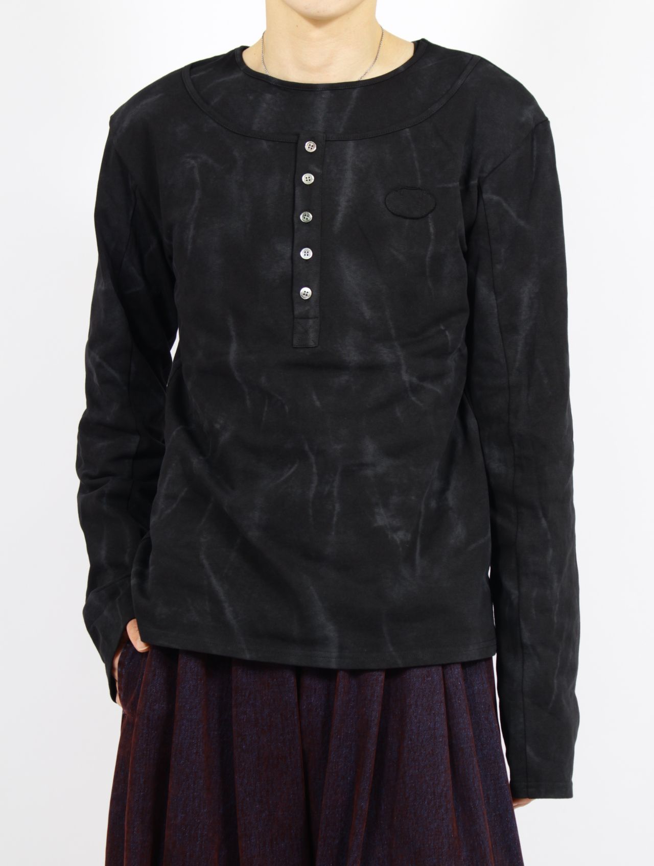 【26SS】 レイヤード ヘンリー ロング スリーブ カットソー / LAYERED HENLY LONG SLEEVES / ブラック