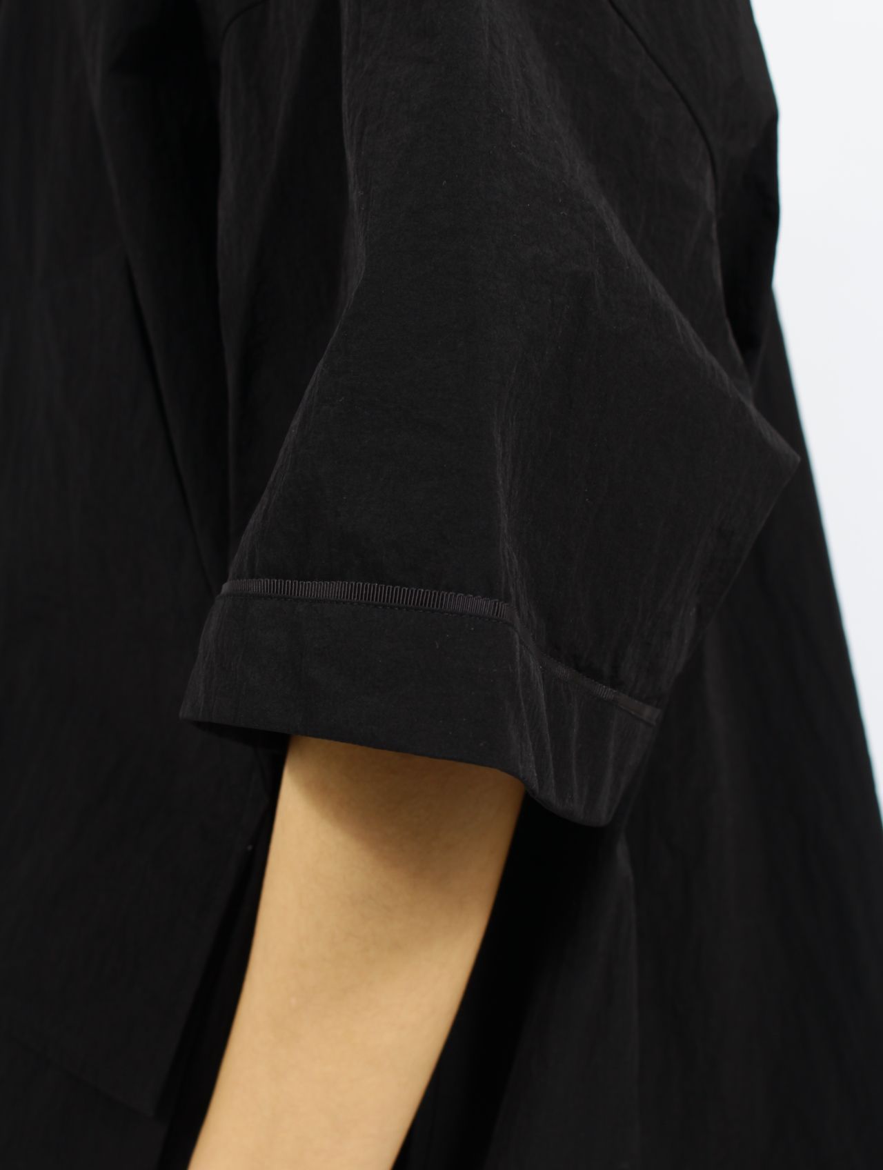 【25SS】ワッシャーナイロン ハーフスリーブ ハンティング シャツ / WASHER NYLON HALF SLEEVE HUNTING SHIRT.13 / ブラック