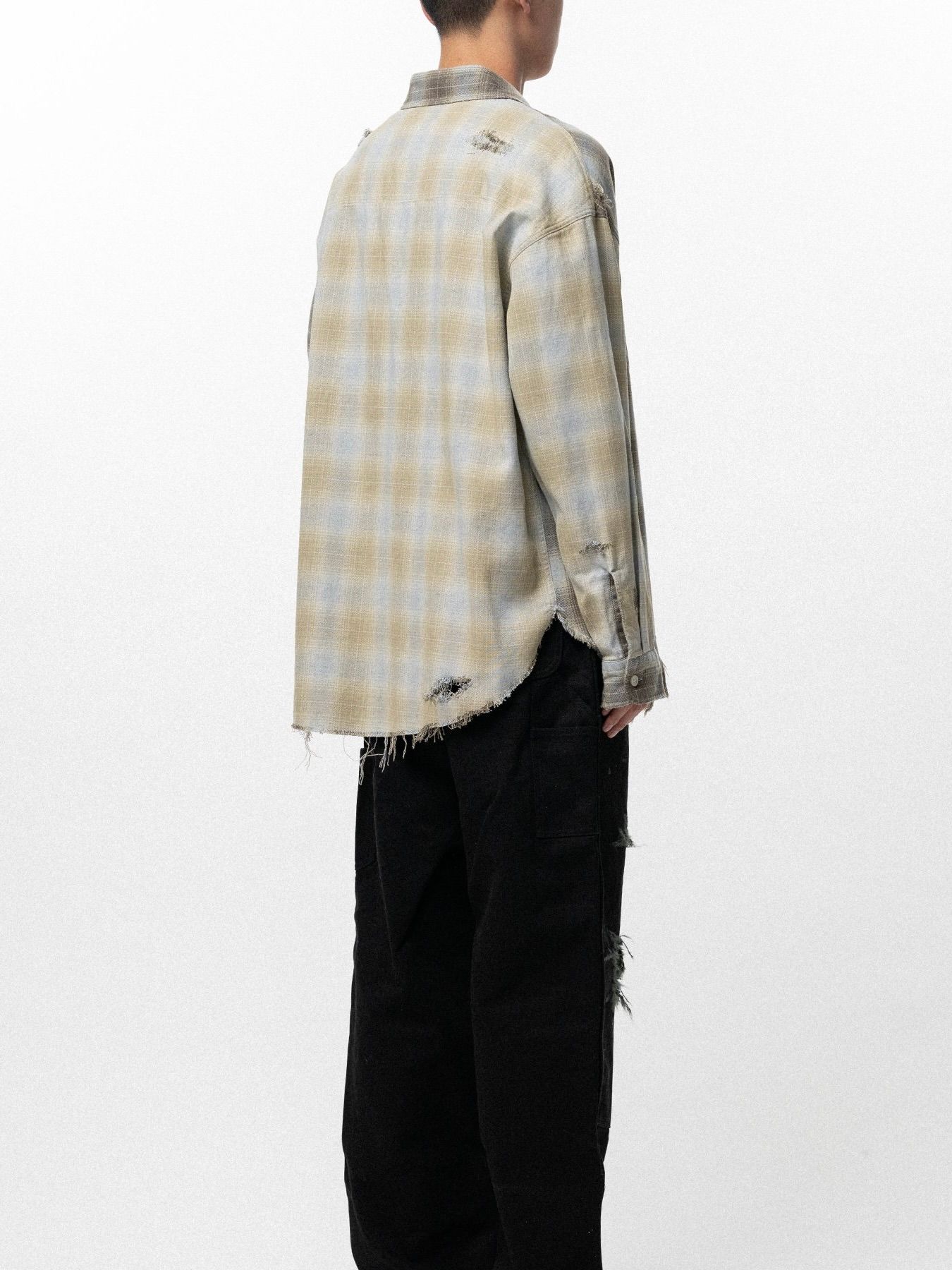【26SS】リペアド クレイジー チェック シャツ / REPAIRED CRZY CHECK SHIRT / ベージュ