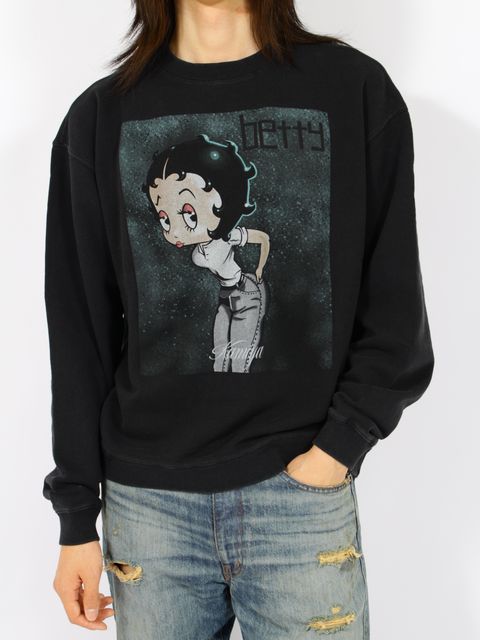 【26AW】 ベティ ブープ スウェット 長袖 カットソー / BETTY BOOP SWEAT T/C / ブラック